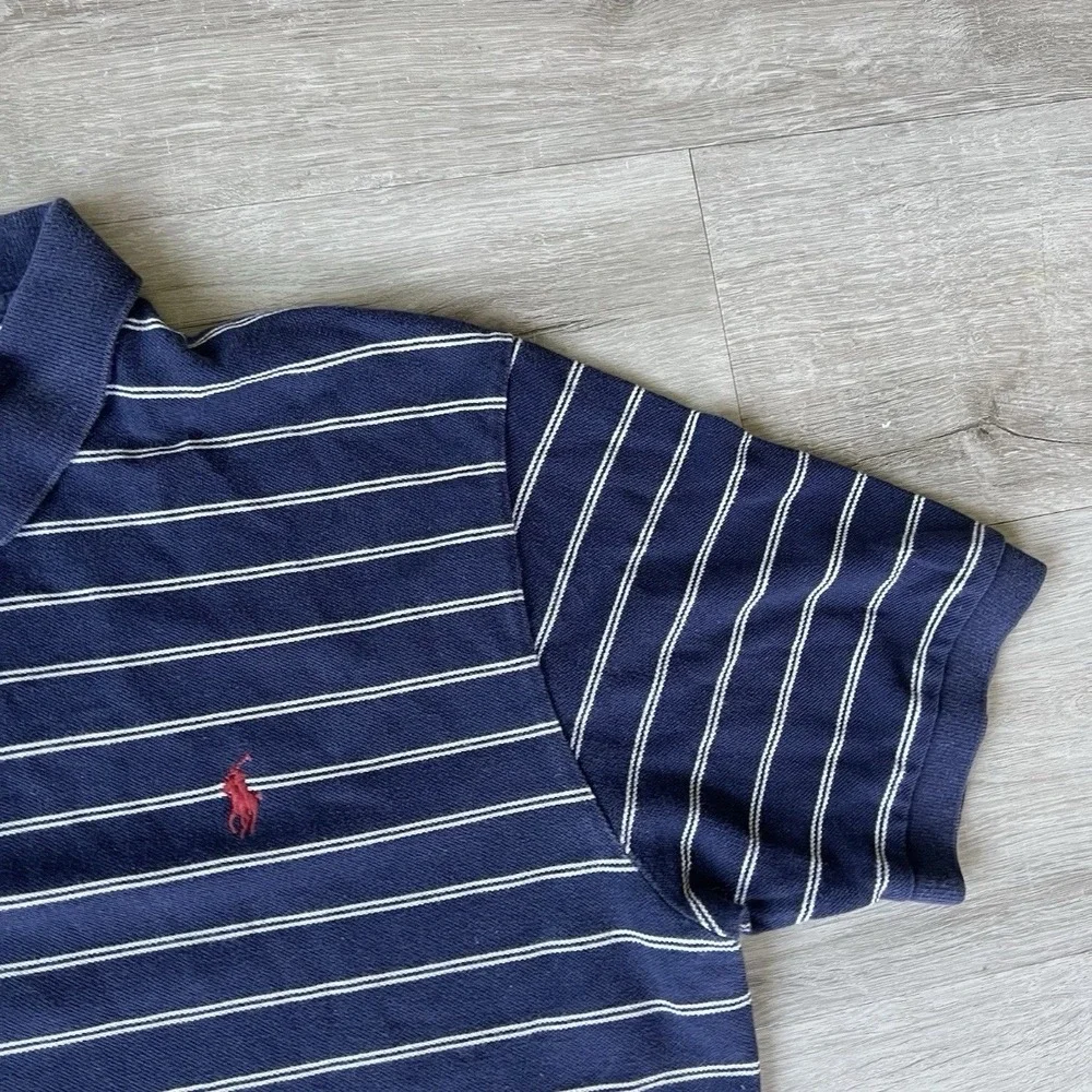 Polo Ralph Lauren Polo Shirt Men’s XL Blue Striped Red Pony Classic Cotton